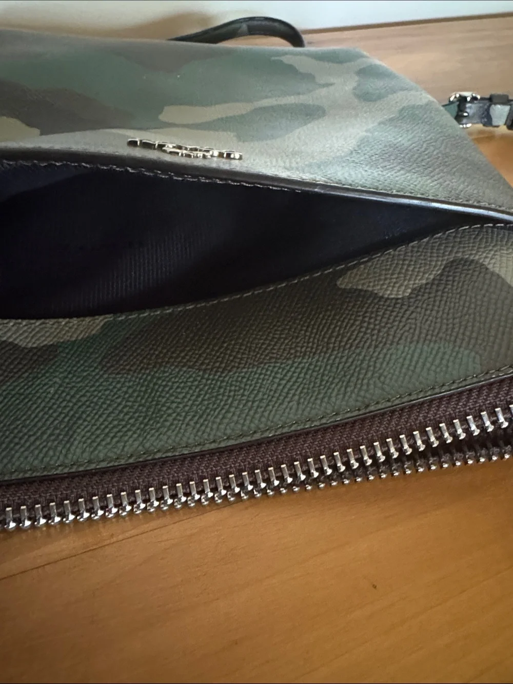 COACH Green Camouflage Print Crossbody Bag With Large Slip-On Pocket